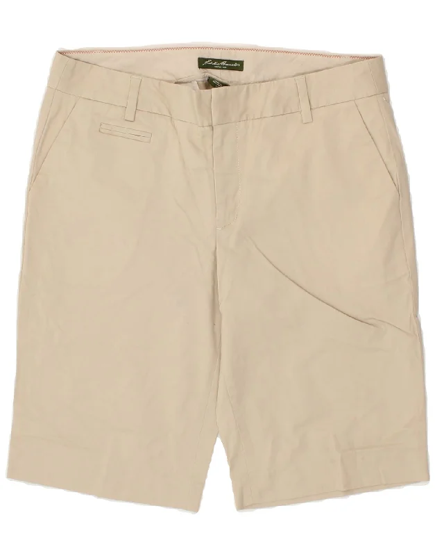 Embroidery Design EDDIE BAUER Womens Bermuda Shorts US 8 Medium W33 Beige Cotton