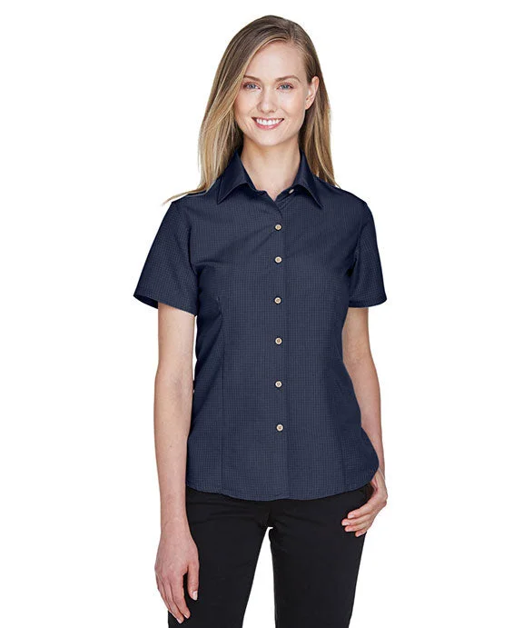 Casual Street M560W - Harriton Ladies Barbados Textured Camp Shirt | Navy
