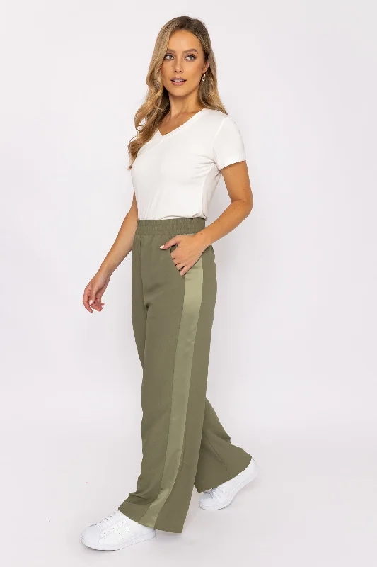 Double-sided Wear Khaki Satin Back Crepe Trousers