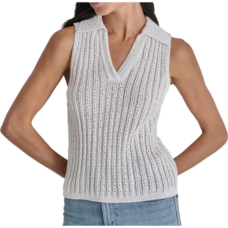 Elegant And Lazy Womens Collar Cotton Tank Top Sweater