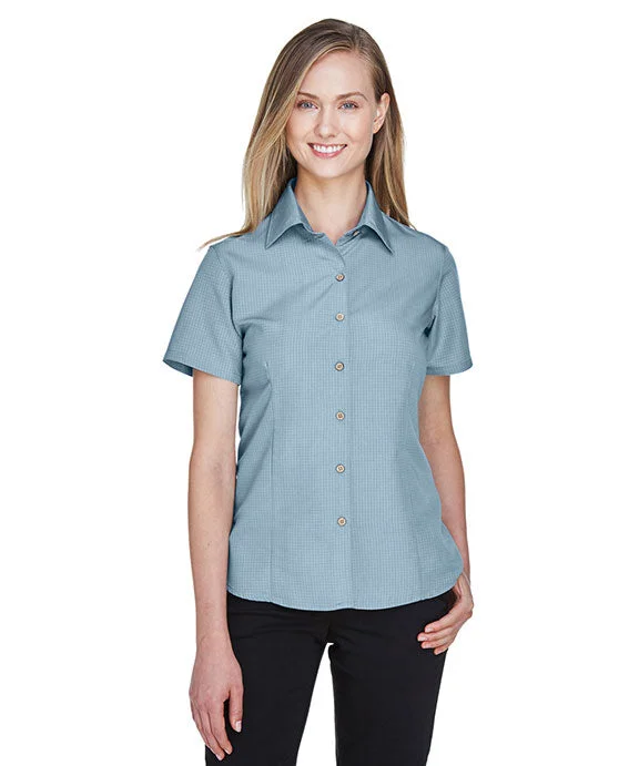 French Style M560W - Harriton Ladies Barbados Textured Camp Shirt | Cloud Blue
