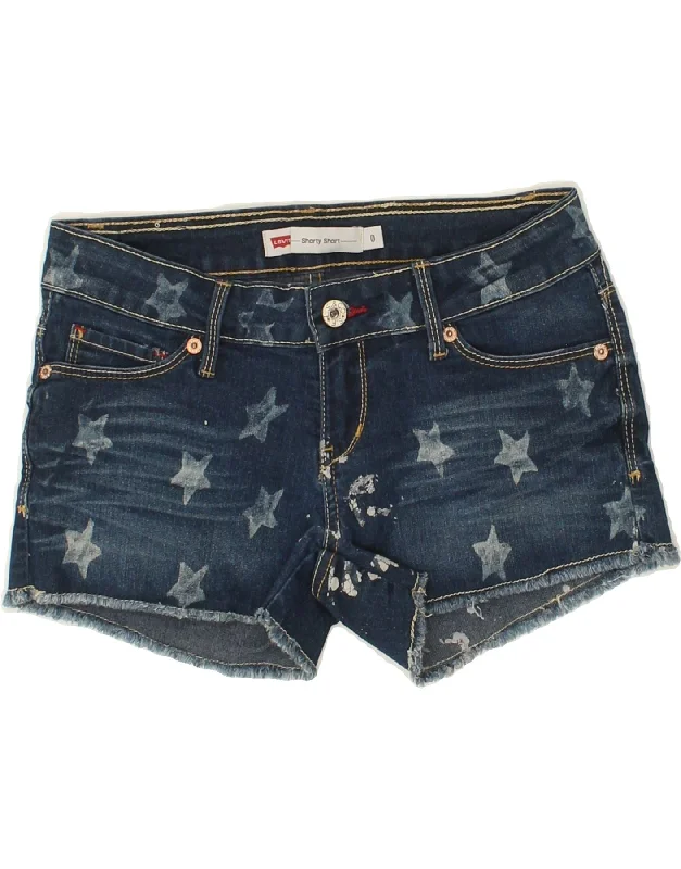 Comfy Chic LEVI'S Womens Abstract Pattern Denim Shorts US 0 XS W23  Blue Cotton