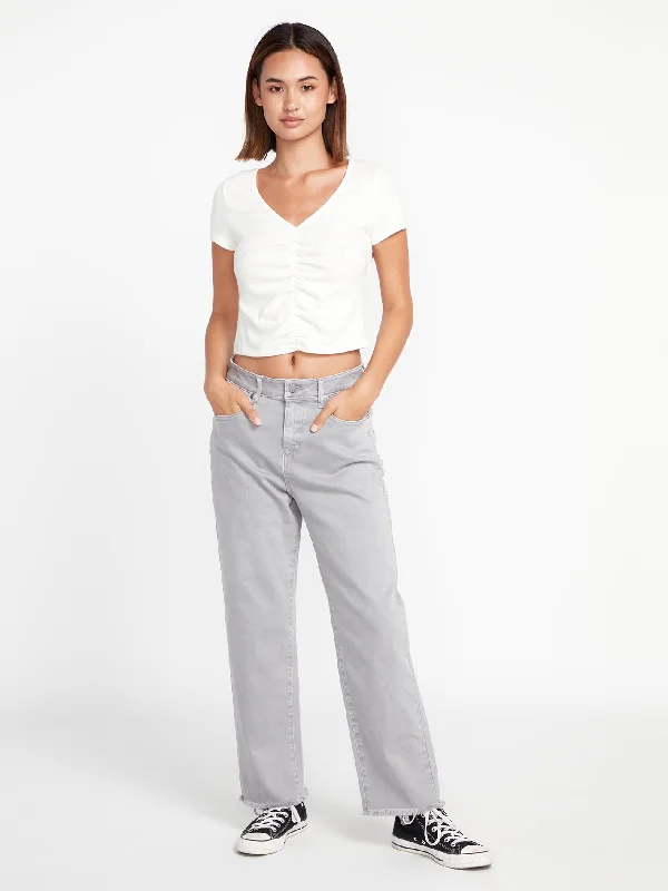 Fashionable In The Times Stone Step High Rise Pants - Moonbeam