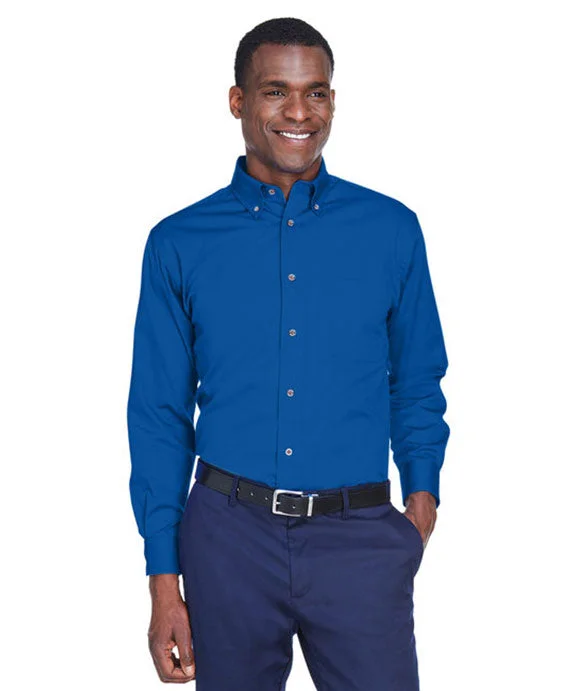 Classic And Versatile M500T - Harriton Mens Tall Easy Blend™ Long-Sleeve Twill Shirt with Stain-Release | French Blue Classic And Versatile M500T - Harriton Mens Tall Easy Blend™ Long-Sleeve Twill Shirt with Stain-Release | French Blue