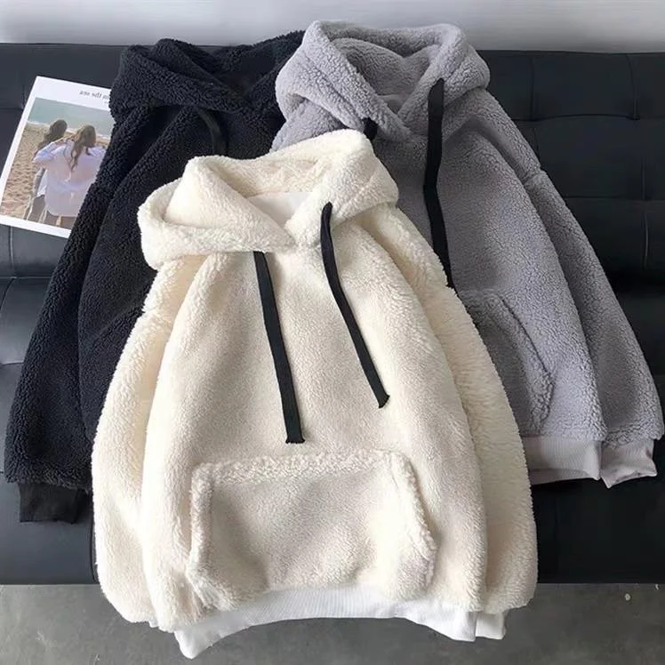 Embroidered Letters Adam Fluffy Hoodies