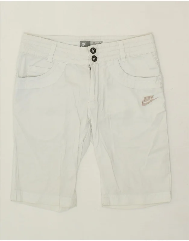 Fashionable In The Times NIKE Womens Casual Shorts UK 10 Small  W32 White Cotton