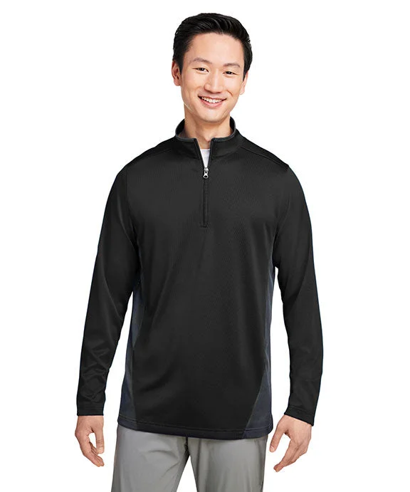 Sports And Leisure M786 - Harriton Mens Flash Snag Protection Plus IL Colorblock Quarter-Zip | Black/Dark Charcoal Sports And Leisure M786 - Harriton Mens Flash Snag Protection Plus IL Colorblock Quarter-Zip | Black/Dark Charcoal