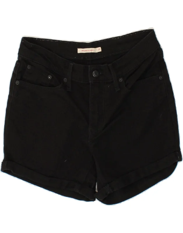 Sports Design LEVI'S Womens Mid Rise Denim Shorts W28 Medium  Black Cotton