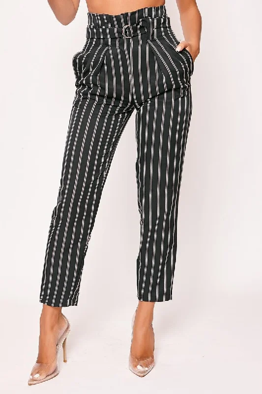 Unique Fashion Alice - Navy & White Pin Stripe Cigarette Trousers