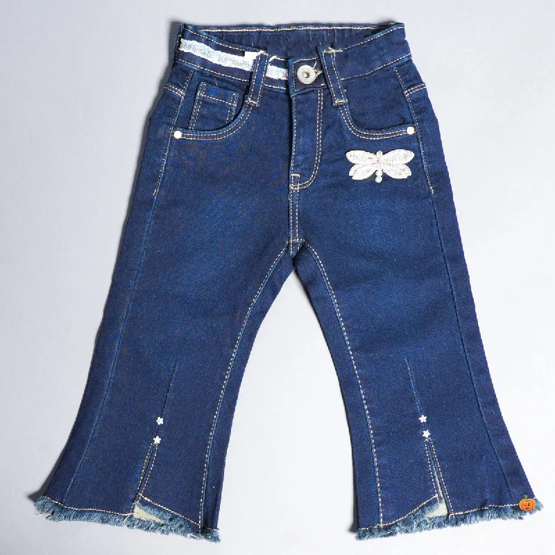 Luxury Style Girls Jeans with Flared Pattern