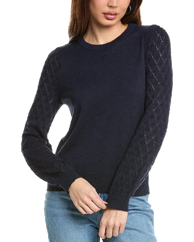 Breathable Style Hannah Rose Diamond Sleeve Cashmere-Blend Sweater