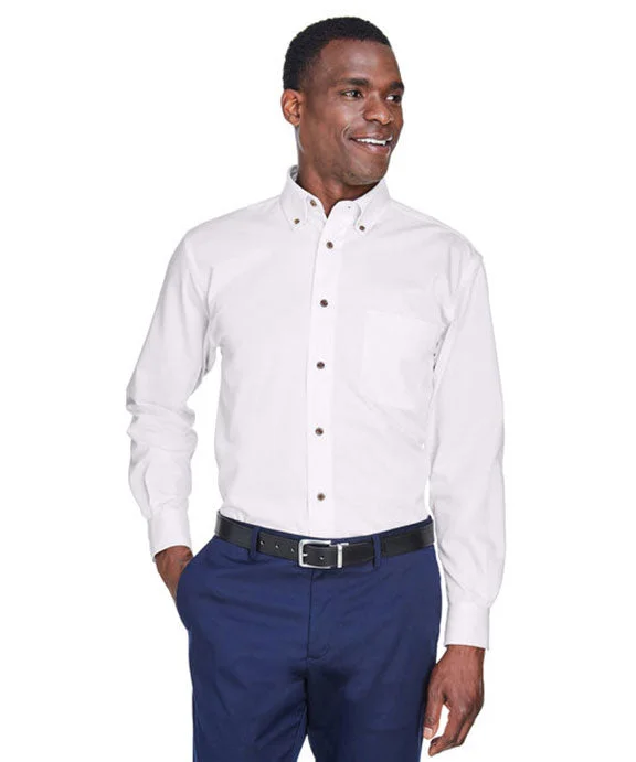 Short Design M500T - Harriton Mens Tall Easy Blend™ Long-Sleeve Twill Shirt with Stain-Release | White Short Design M500T - Harriton Mens Tall Easy Blend™ Long-Sleeve Twill Shirt with Stain-Release | White