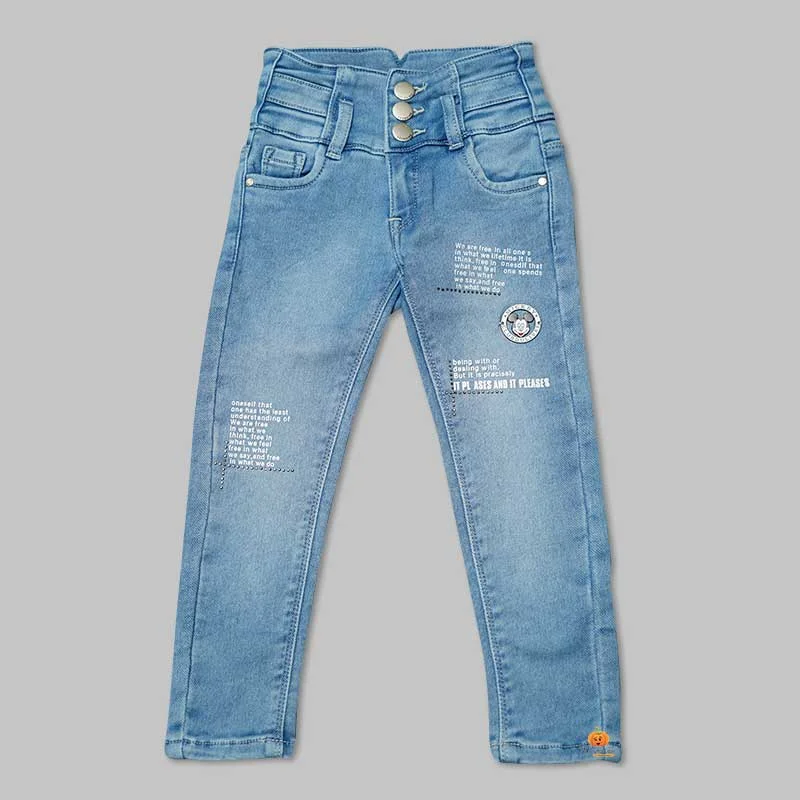 Cozy Outerwear High Waist Jeans for Girls and Kids with Soft Fabric