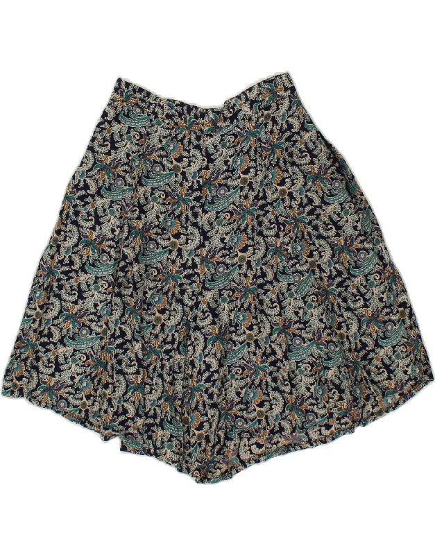 Classic Style VINTAGE Womens Casual Shorts  Medium W28  Blue Floral Viscose