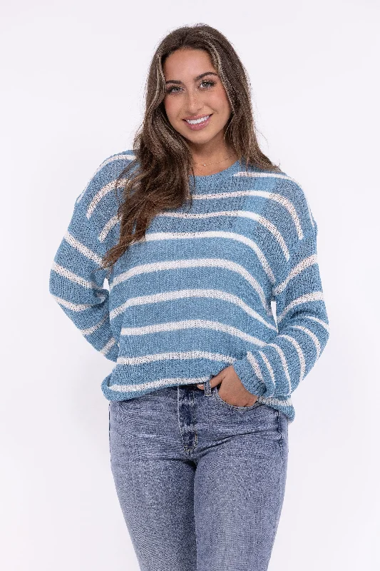 Classic And Versatile Dreaming of Love Women's Horizontal Contrasting Stripe Sweater Classic And Versatile Dreaming of Love Women's Horizontal Contrasting Stripe Sweater