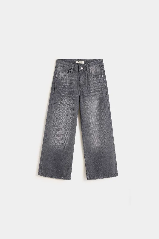 Simple Style Wide Leg Jeans