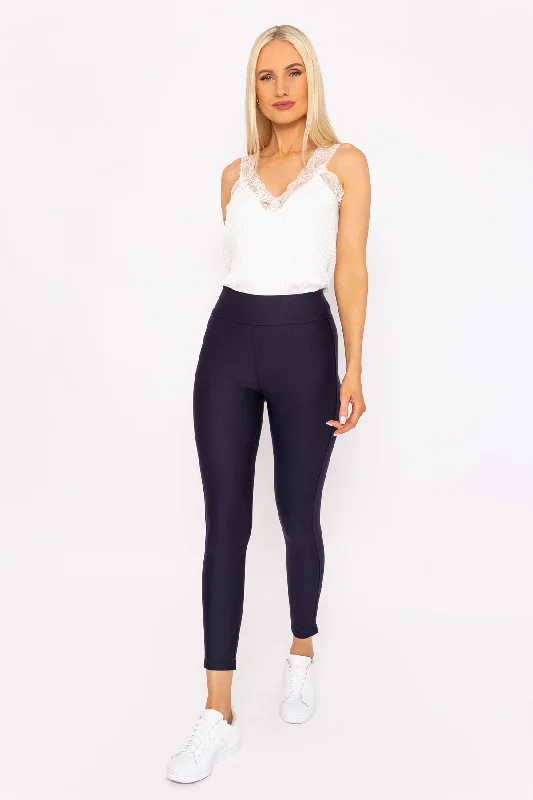 French Retro Ponte Leggings in Navy