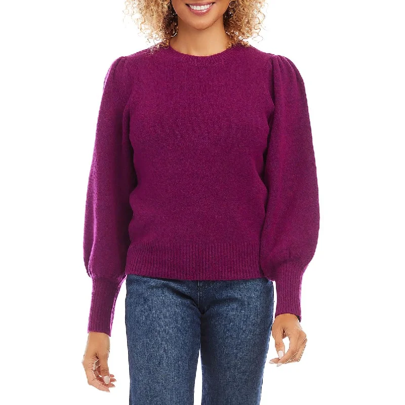 Celebrity Style Womens Ribbed Trim  Recycled Polyester Pullover Sweater