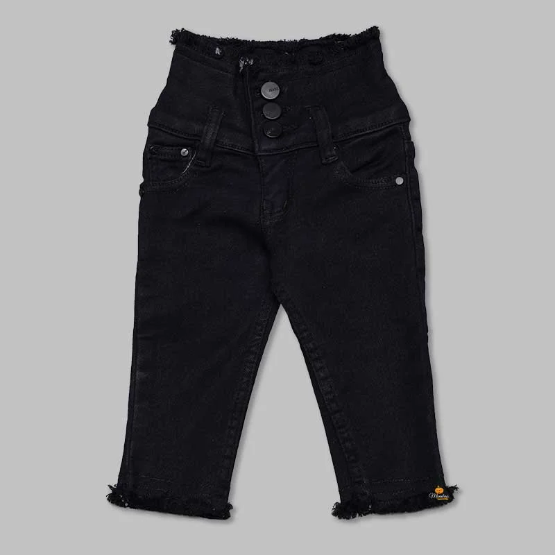 Daily Comfort High-waist Navy Blue Jeans for Girls