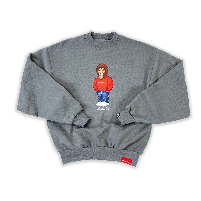 Cool Style Leo The Marathon Lion (Marathon Crewneck) Crewneck - Slate Grey