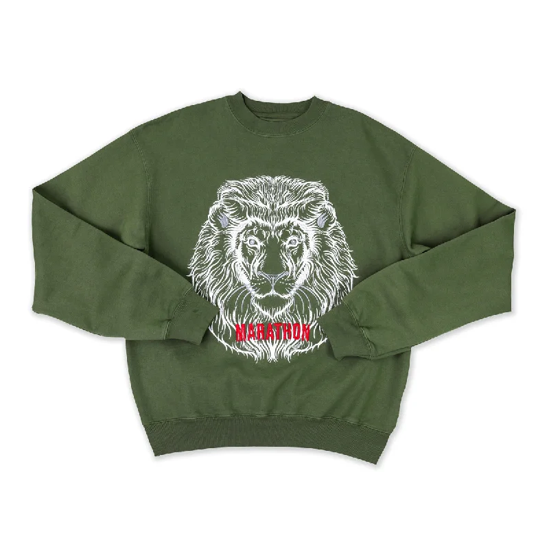 Denim Design Respect Lion Crewneck - Olive