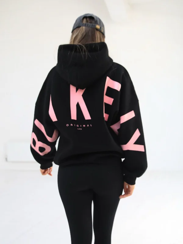 Comfortable And Cold-proof Members Isabel Oversized Hoodie - Black & Pink