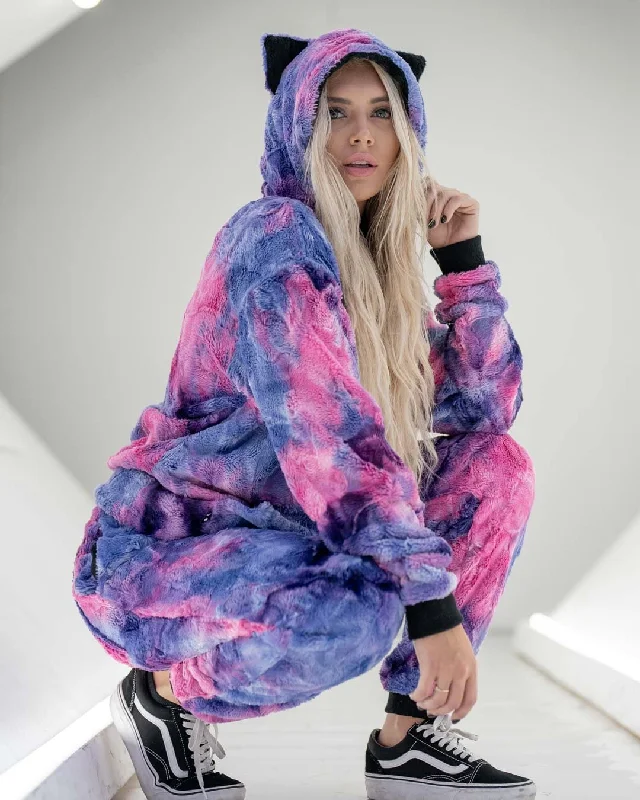 Elegant And Elegant Classic Women's Fur Hoodie | Tie Dye Cotton Candy Kitty