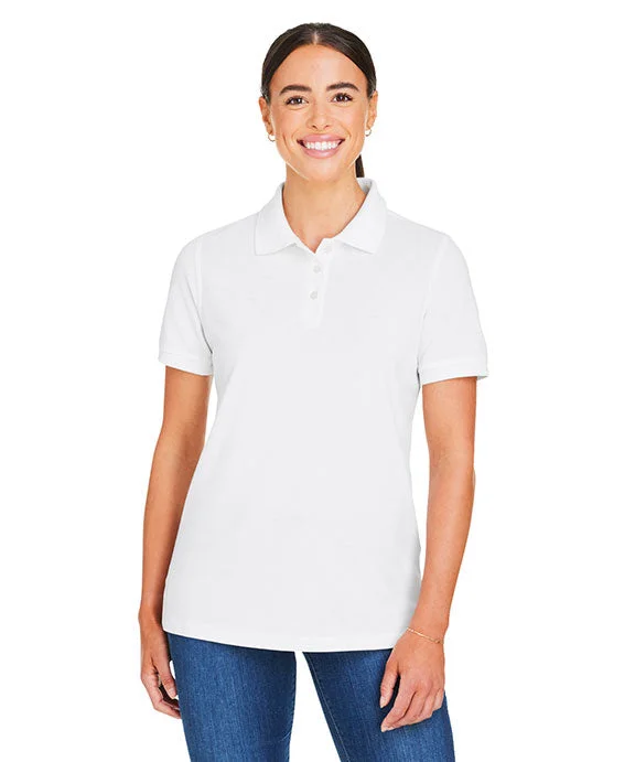 Classic Design M205W - Harriton Ladies Valiant Cotton Snag Protect Polo Shirt | White