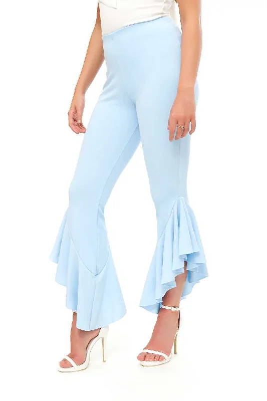 Summer Comfort Flossie - Baby Blue Draped Frill Trousers