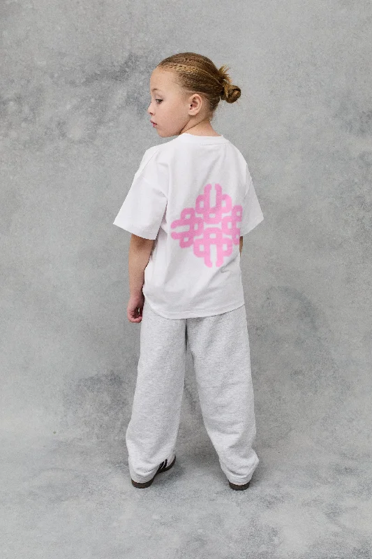 Street Cool JNR BLURRED GRAPHIC EMBLEM T-SHIRT - WHITE/PINK