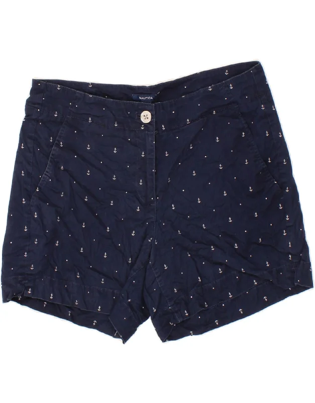 Casual Elegance NAUTICA Womens Graphic Chino Shorts UK 4 XS W25 Navy Blue Cotton