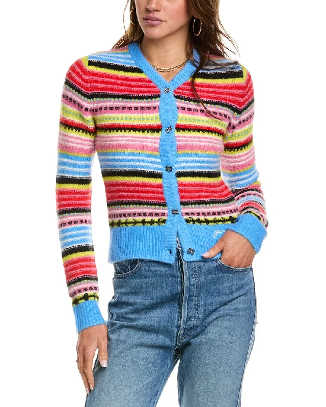 Goddess Style GANNI Soft Stripe Wool-Blend Cardigan