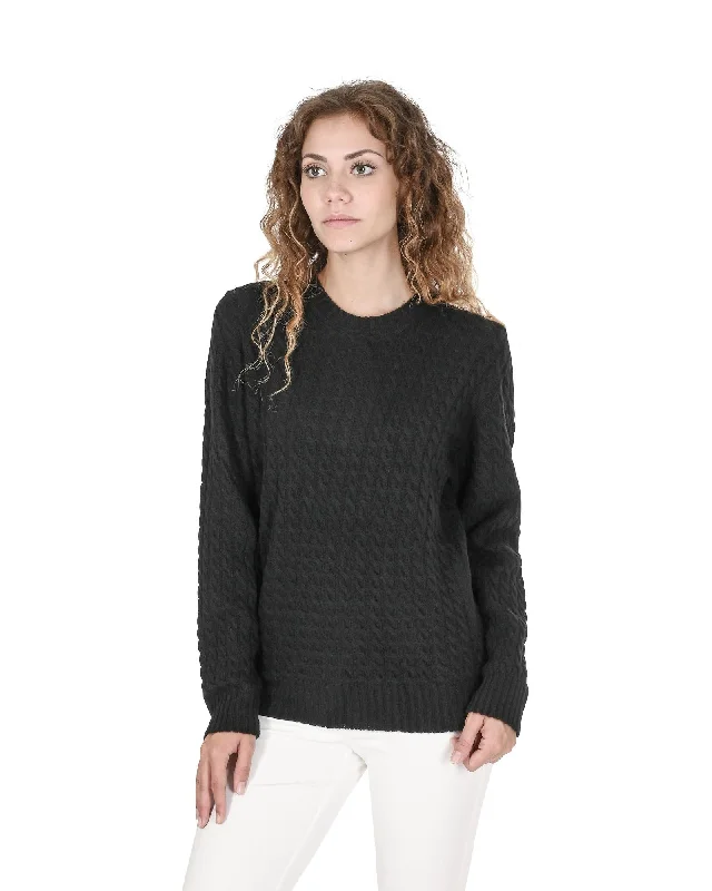 Versatile Itinerary Crown of Edinburgh Cashmere Women's Luxury Italian Cashmere and Merino Wool Sweater in Black - 46 EU