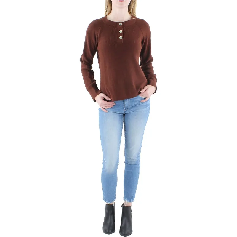 Multi-functional style Womens Ribbed Trim  Knit Pullover Sweater