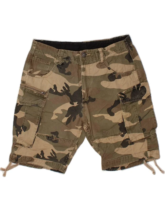 Cozy Chic VINTAGE Womens Cargo Shorts IT 46 Large W32 Beige Camouflage Cotton