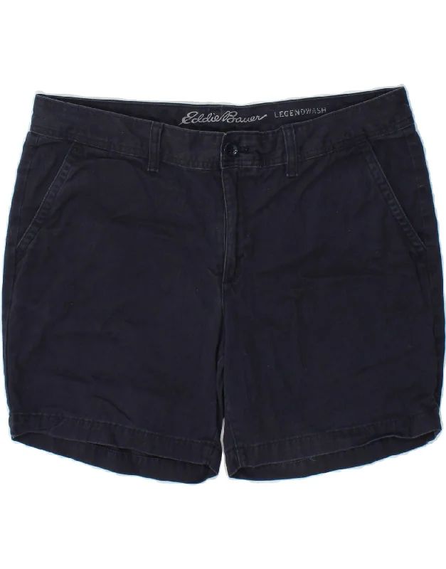 Summer Comfort EDDIE BAUER Womens Chino Shorts US 12 Large W36 Navy Blue Cotton