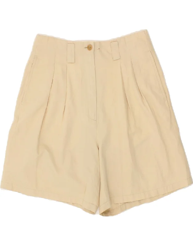 Retro Style VINTAGE Womens High Waist Casual Shorts IT 44 Medium W26 Beige Cotton