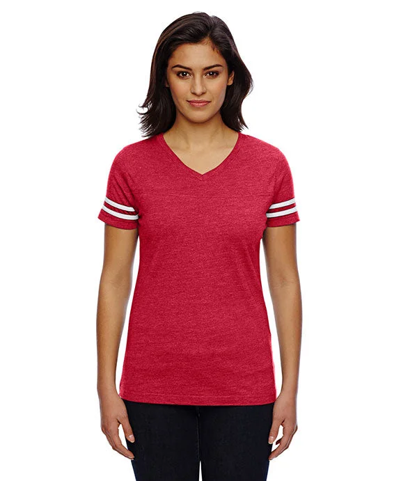 Soft Fabrics 3537 - LAT Ladies Football T-Shirt | Vintage Red/White