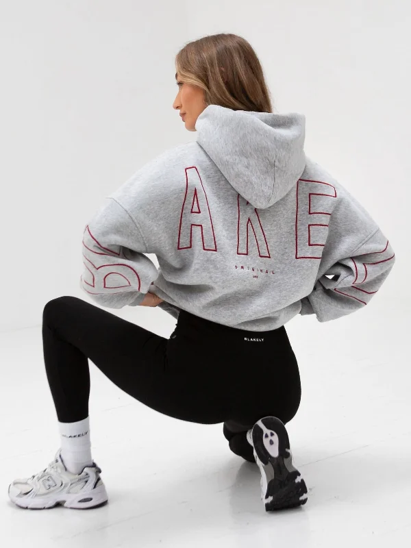 Youthful Embroidered Isabel Oversized Hoodie - Cherry Red