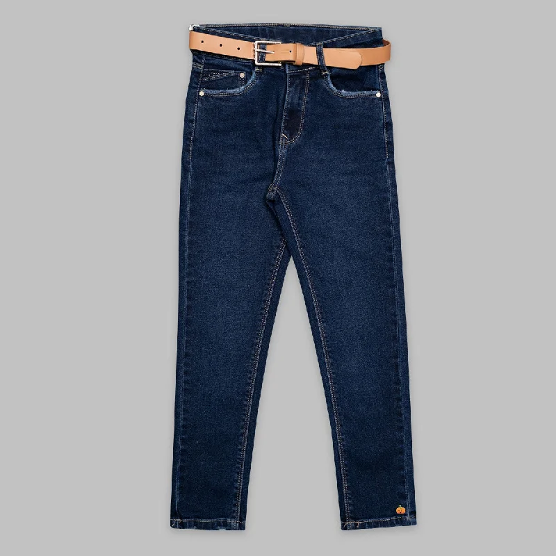 Design Trend Elegant Jeans for Girls with Belt