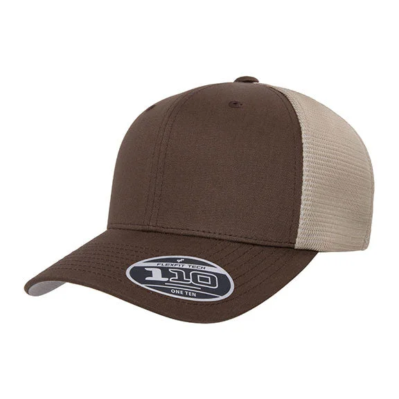 Versatile Comfort 110MT - Flexfit 110® Adult Adjustable Mesh Cap | Brown/Khaki