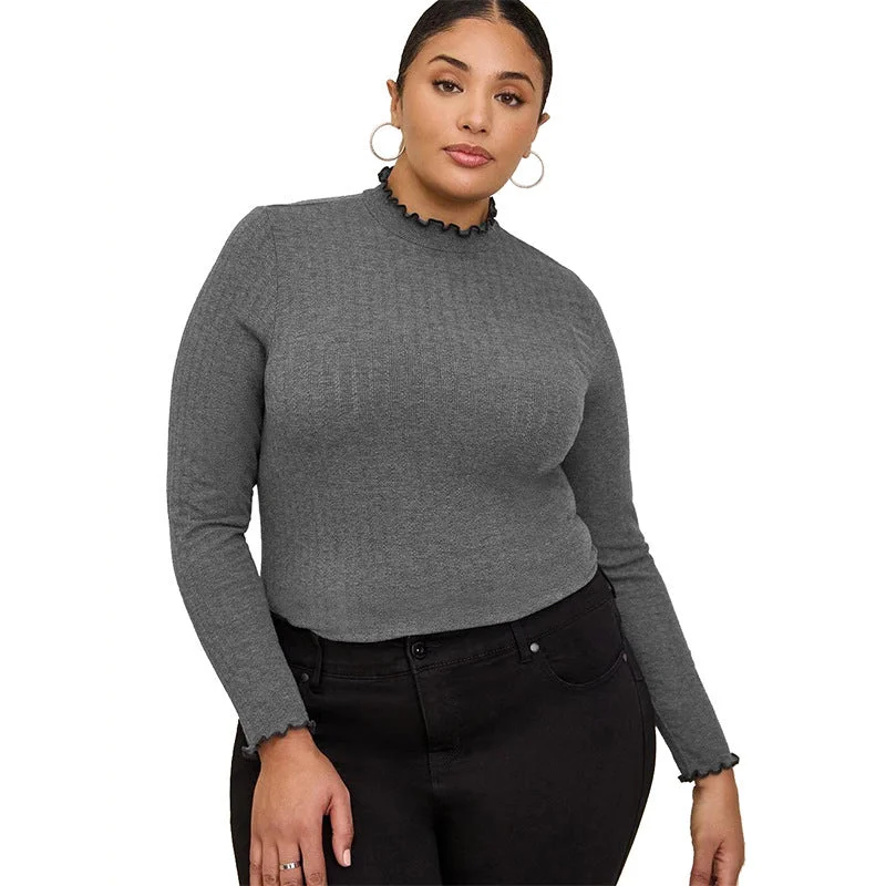 Romantic And Fresh Women's Half-high Collar Long Sleeves T-shirt Slim Bottoming Shirt Romantic And Fresh Women's Half-high Collar Long Sleeves T-shirt Slim Bottoming Shirt