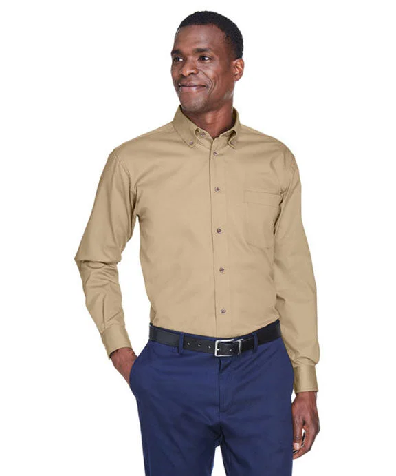 Lively And Youthful M500T - Harriton Mens Tall Easy Blend™ Long-Sleeve Twill Shirt with Stain-Release | Stone Lively And Youthful M500T - Harriton Mens Tall Easy Blend™ Long-Sleeve Twill Shirt with Stain-Release | Stone