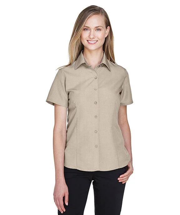 Diamond Series M560W - Harriton Ladies Barbados Textured Camp Shirt | Khaki