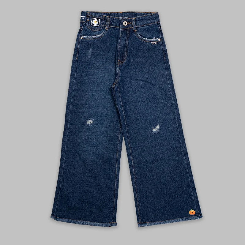 Editorial Design Girls Jeans with Damage Patterns