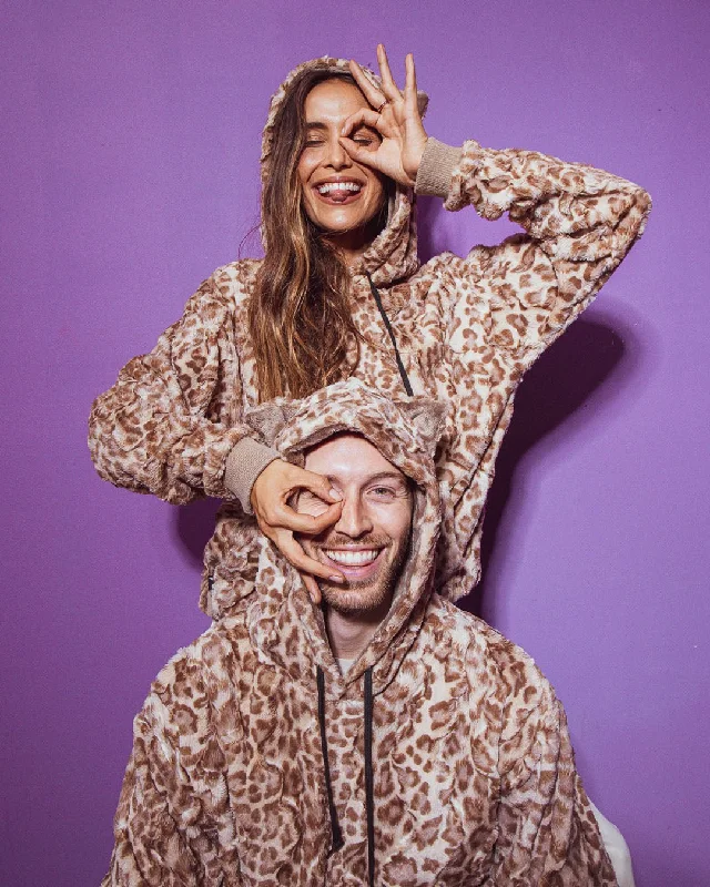 Ethnic Style Classic Women's Fur Hoodie | Tan Leopard