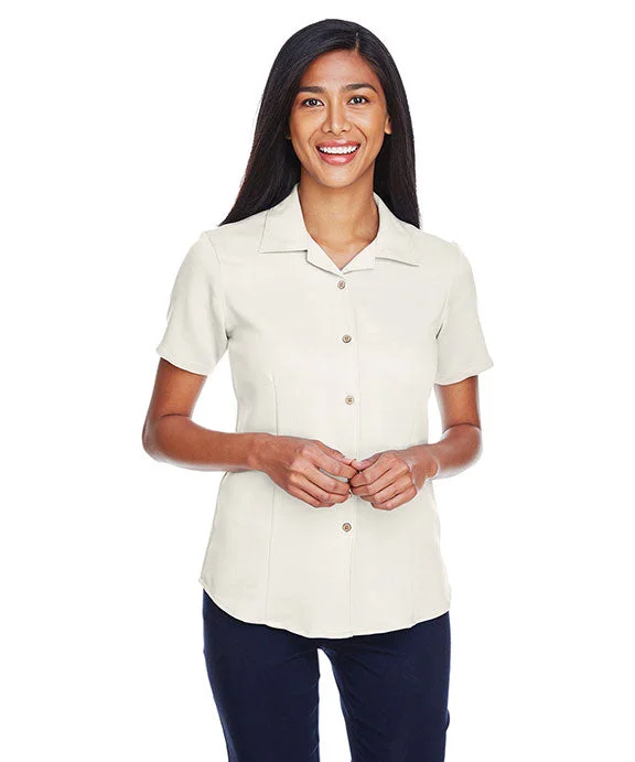 High-waisted pants style M570W - Harriton Ladies Bahama Cord Camp Shirt | Creme