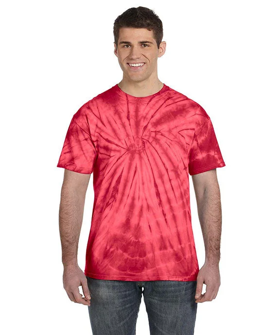 Stylish Ease CD101 - Tie-Dye Adult 5.4 oz 100% Cotton Spider T-Shirt | Spider Red