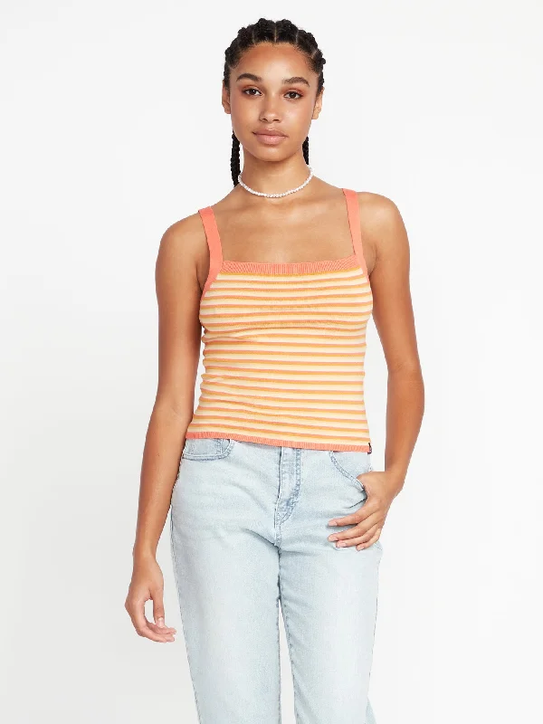 Lace Design Stripe Is Rite Sweater Tank - Multi