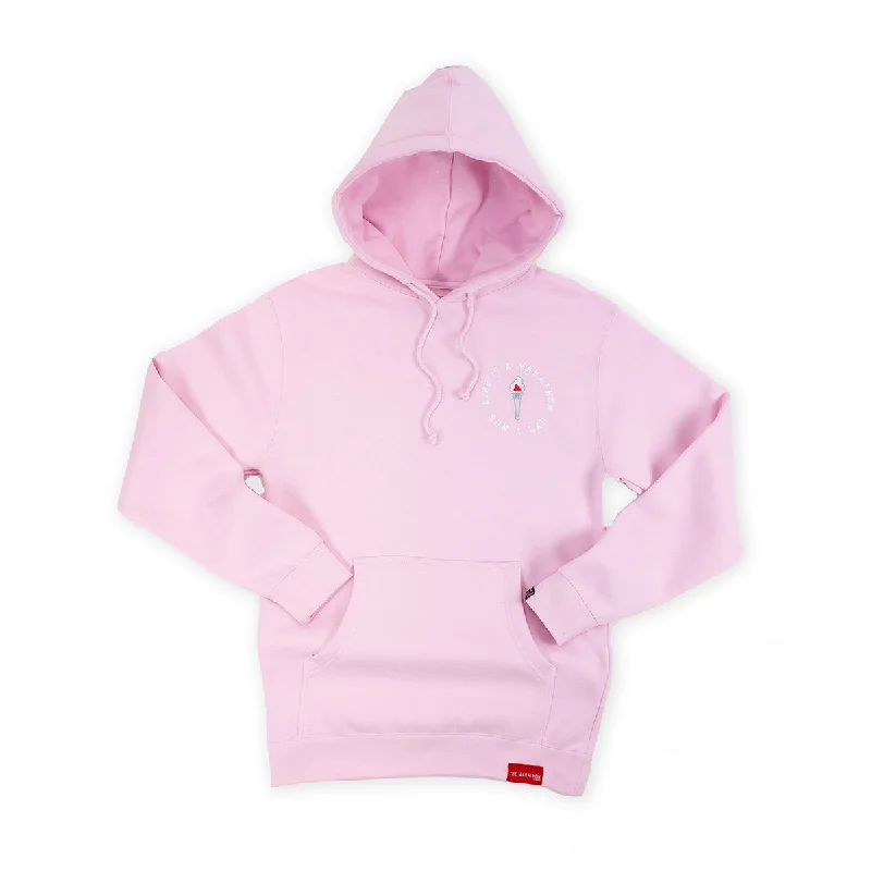 Feminine Charm Victory Torch Hoodie - Soft Pink